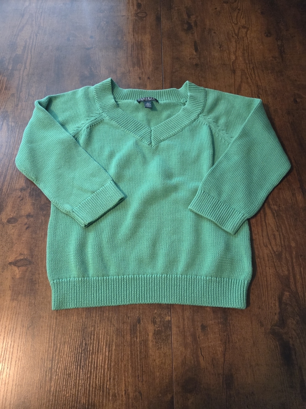 Lauren Ralph Lauren Women's V Neck Sweater Green Size Large